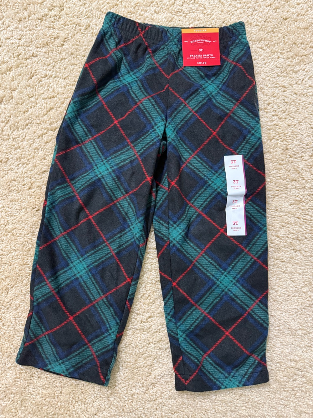 Wondershop Green, Navy & Red Plaid Kids Pajama Pants